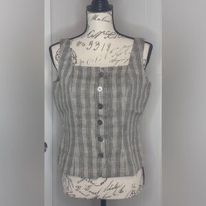 Vintage 90s Classiques Entier Gray Striped Button-Down Blouse/Vest